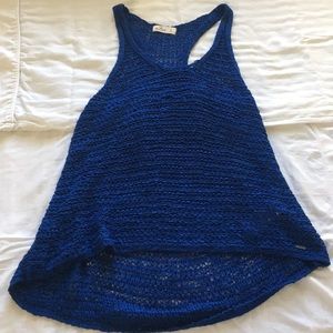Blue woven tank top
